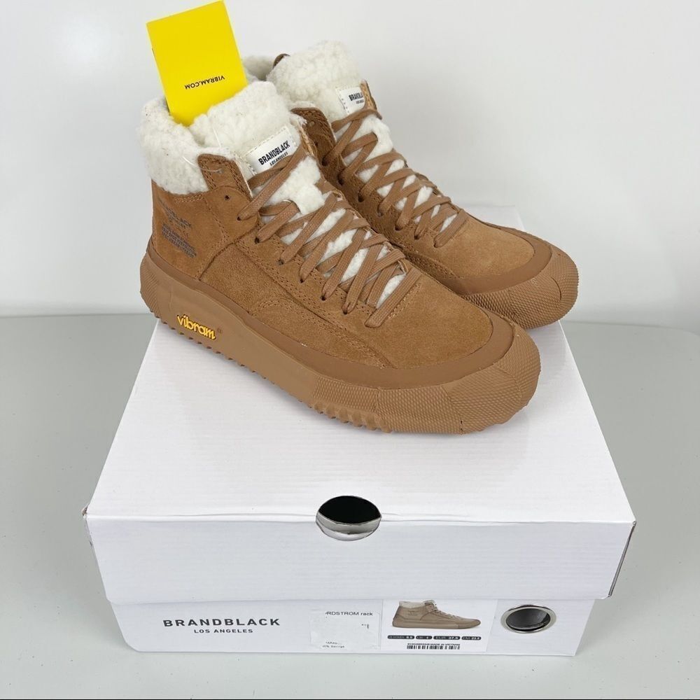 Brandblack Capo High Top Sneakers Suede Shearling Vibram Sole Women's 6.5 NWT